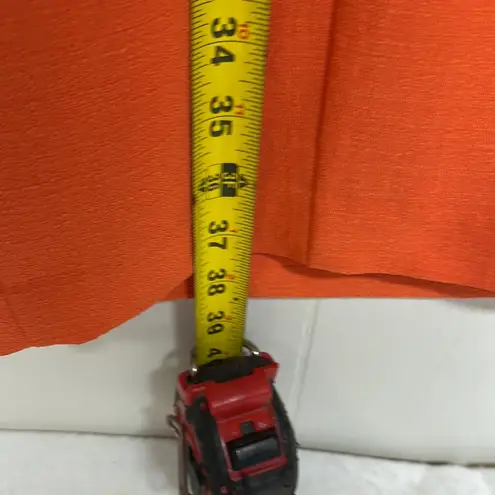 Sandra Darren Orange Sheath Midi Dress with Cutout Crew Neck