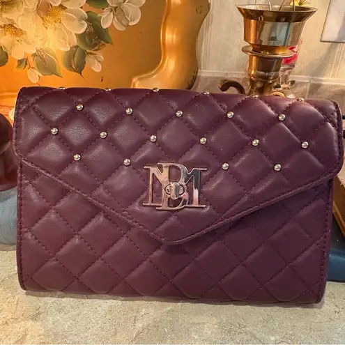 Badgley Mischka Purple Crossbody Bag with Gold Hardware and Quilted Design