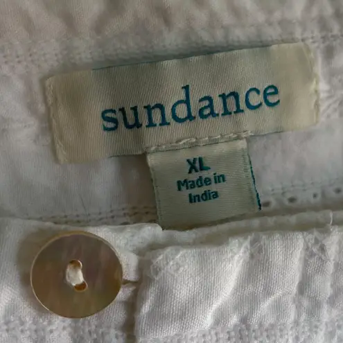 Sundance Gigi White Eyelet Wide Leg Pants XL Coastal Cotton