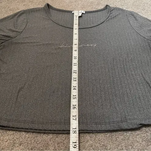 Grey “Kindness” Short Sleeve Ribbed Crop Top Gray Size undefined