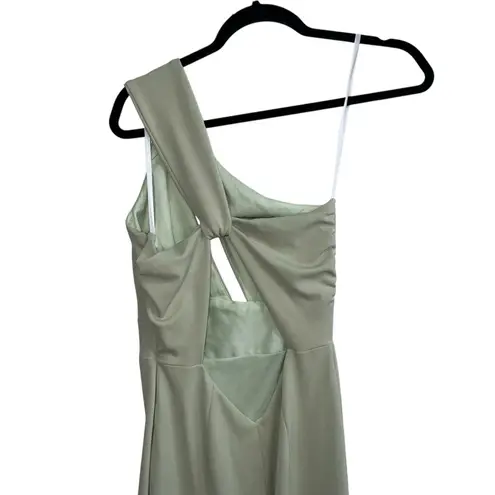 Katie May NEW NWT X REVOLVE Edgy One Shoulder Maxi Gown In Sage Green