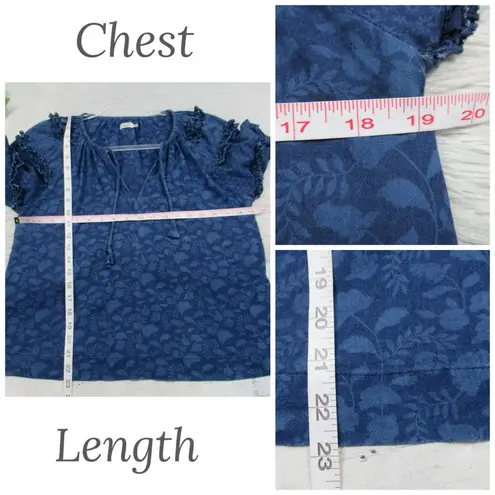 Faherty Bodhi Floral Raglan Sleeve Ruffle Top Women’s Size Small