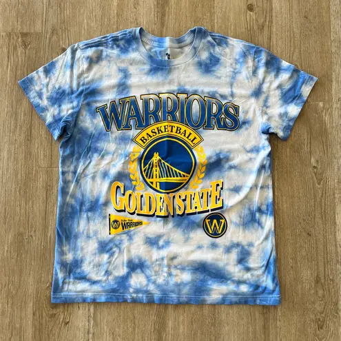 Nba Unisex Golden State Warriors Blue/White Tie Dye Short Sleeve Tshirt - L