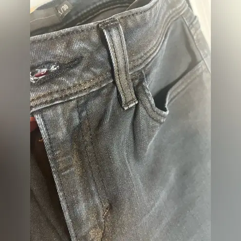 Levi's Stretchy Legging Jeans Metallic Gold Glitter Black Denim Grunge Sz 11/30