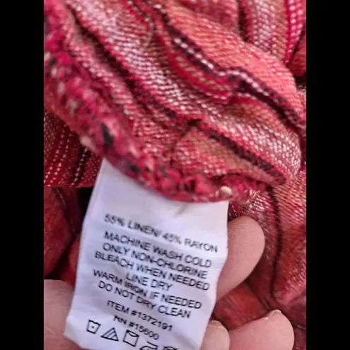 Briggs New York Briggs Linen Blend Pink White Black Smocked Waist Shorts Size Small