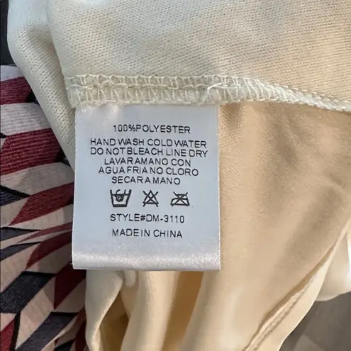 Mulla High Low Ruffle Cut Out Maxi Dress Red Black Geometric Size Medium