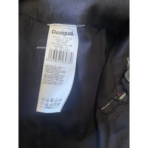 Desigual Women's 10 EU 42 Black Skirt Why Love Embroidery Streetwear Unlined