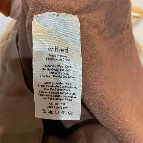 Aritzia Wilfred Sun Ducharme Button Front Dress Women 8 Brown Linen Smocked Back