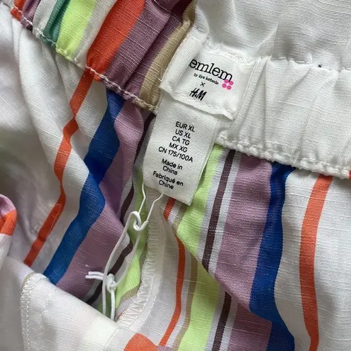 Lem Lem x H&M shorts Cream Lyocell Cotton Blend Multicolor Stripped Short Sz XL Orange