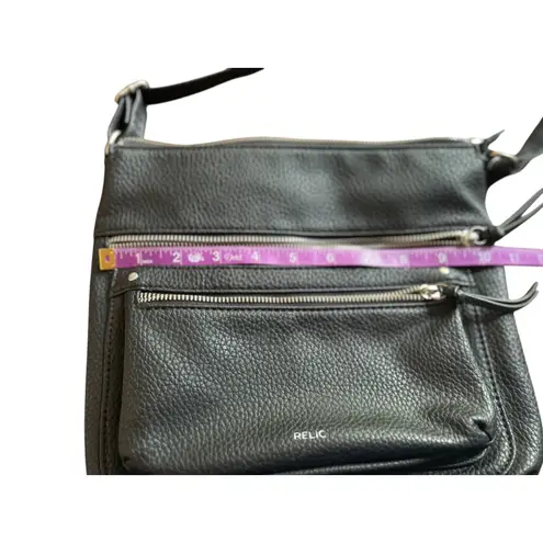 Relic by Fossil Black Crossbody Bag Purse Three Zipper Pockets Everyday Handbag