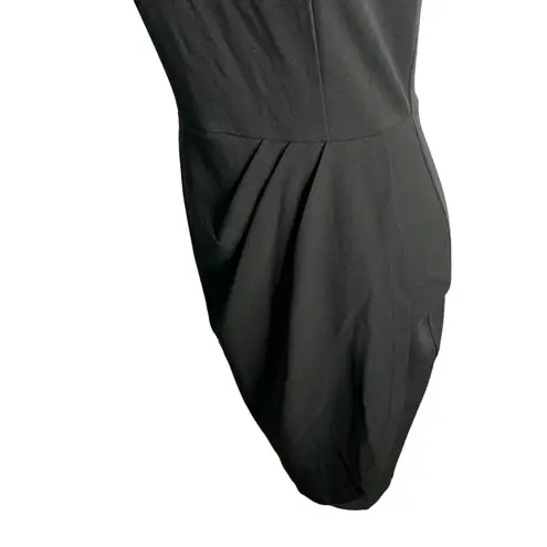 Missjoy Wrap Skirt Sheath Dress S Black V Neck Sleeveless Zip Pleated Draped Size undefined