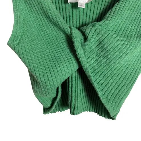 Line and Dot Celia Green Sleeveless Twist Front 2 Piece Ribbed Skirt Set Size L