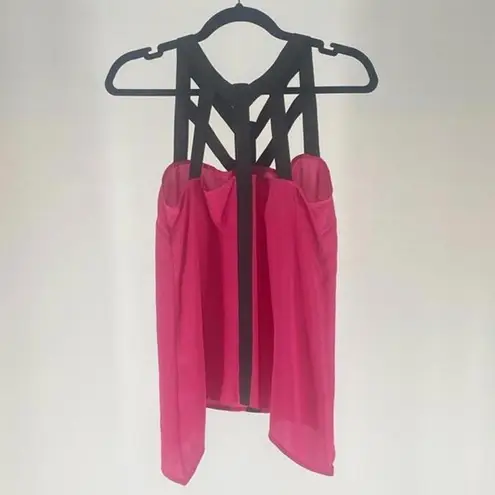 Bisou Bisou Stylish Pink & Black Strappy Top
