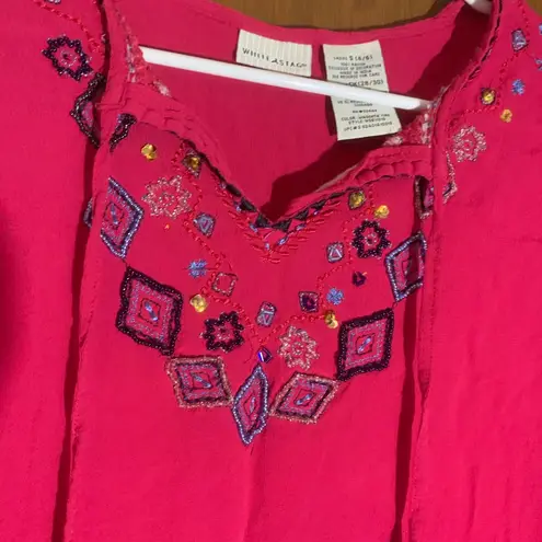 White Stag Pink Embellished 3/4 Sleeve Blouse