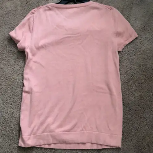 JCREW Factory Rose Short Sleeve Crochet Sweater Pink