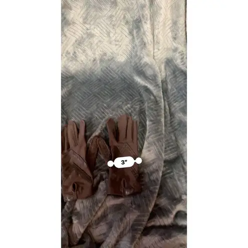 Isotoner by Aris Brown Leather Gloves with Knit Back - One Size