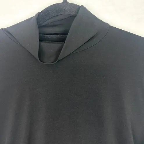 J.Crew  Ruched Matte Jersey Turtleneck Size Medium Black Slinky Drapey Stretch