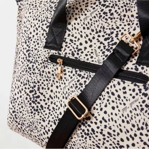 Mali & Lili Weekender Bag Animal Print Travel Bag Straps Black Cream