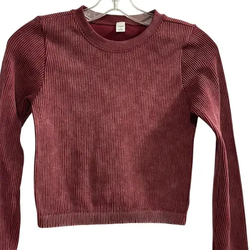 Arizona Women's Red Ribbed Long Sleeve Cropped Top Size M