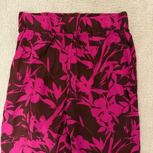 Soft Surroundings Women Oceo Gauze Wide-Leg Tropical Fuschia Pants Size M Flowy