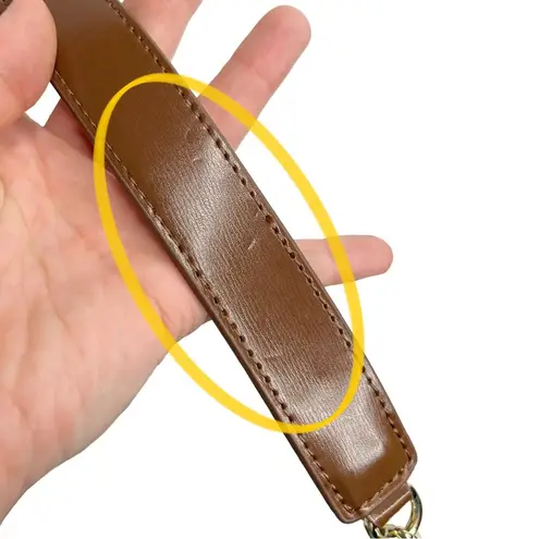 Faux Leather Brown Structured Gold Tone Horseshoe Chain Purse