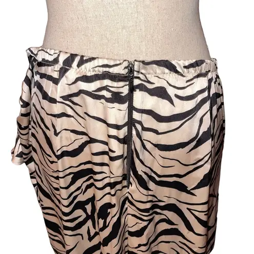 Show Me Your Mumu  Wrap Skirt Satin Zebra Strip Black and Tan/Gold Size Medium