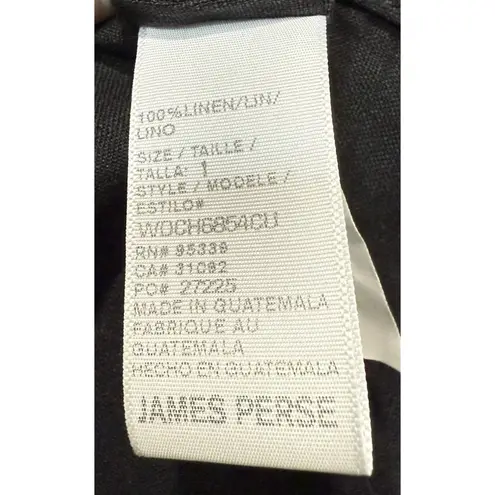 James Perse 100% Linen Shirt Dress Women's Black Short Sleeve 1 Small $350