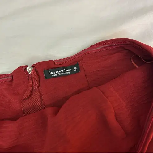 Emerson Lang Small Red Strapless Tube Tank Top, Side Slits, Waist