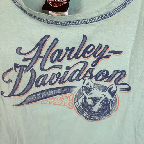 Y2K Harley Davidson Logo Graphic Tee Motorcycles Blue Biker Moto T