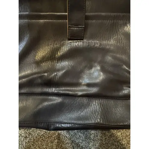 Karl Lagerfeld Lagerfeld PVC Faux Brown Leather Duffle Bag Unisex Overnight Weekender