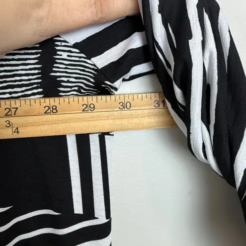 IC By Connie K Tunic Top Womens 3X Black White Striped Tie