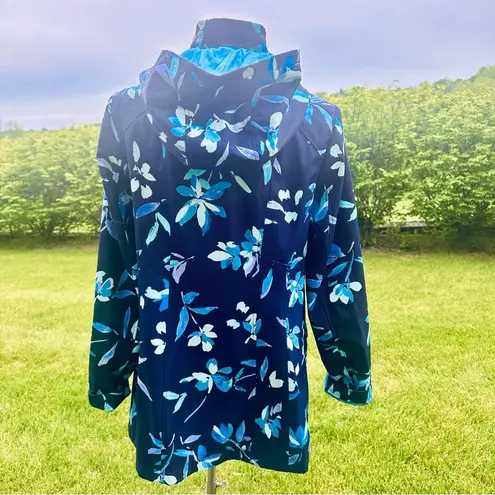 Dennis Basso Spring Rain Blue Floral Raincoat size XS