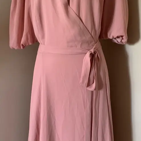 Fame and Partners Georgette Blush Pink V-Neck Wrap Gown Cocktail Dress Size 14