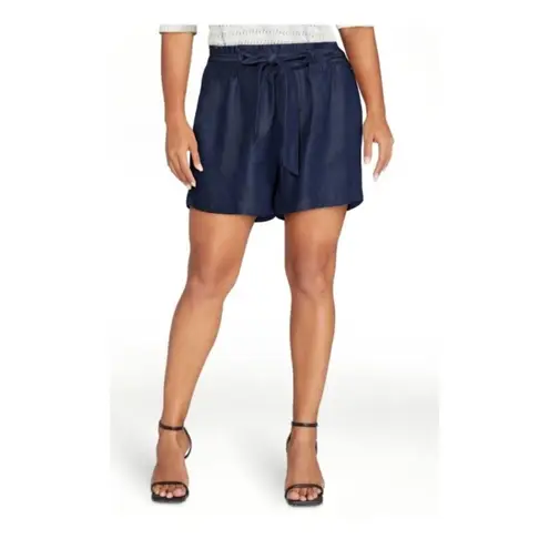 Time and Tru Womens XS Dark Wash Navy Blue Paperbag Tencel Shorts NWT