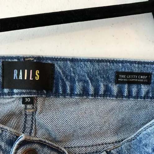 Rails Womens Jeans The Getty Crop High Rise Wide Leg Button Fly Medium Wash 30