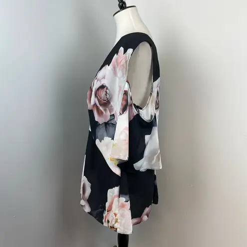 City Chic Black Floral Austin Floral Blouse Top Medium 18 Plus Size NEW
