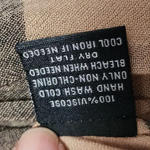 V. Fraas beige tartan plaid large oblong scarf