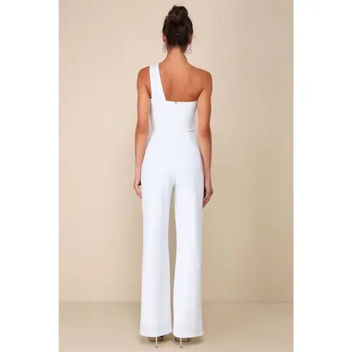 Lulus NWT  Devoted to Fun Ivory One-Shoulder Sleeveless Jumpsuit Classy Chic XL
