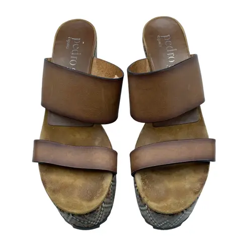 Pedro Garcia Leather Zig Zag High Wedge Shoes Size 7