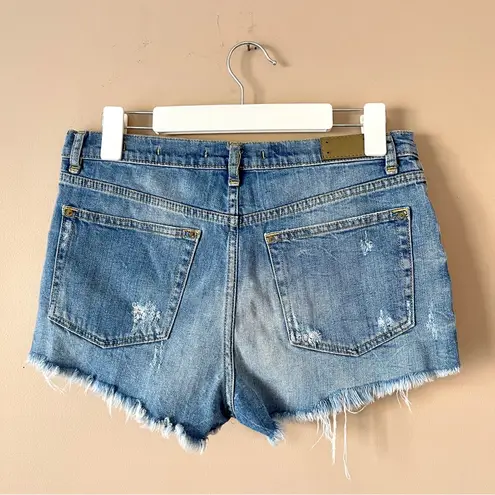 ZARA  | Blue Distressed Cut-off Denim Jean Shorts Sz 8