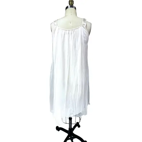 Sheer Pink Nylon Chiffon VTG Ladies Nightgown Appliques 1950s Small