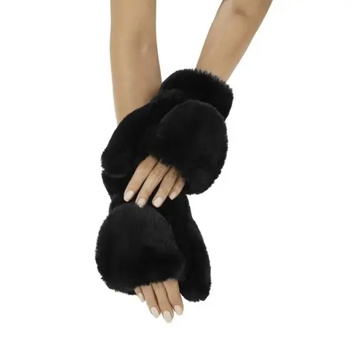 Apparis Coco Faux Fur Mittens in Noir One Size New Womens Gloves Black