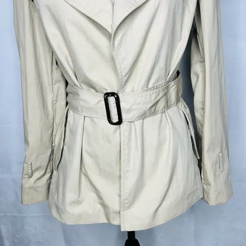 Massimo Dutti Sz S Mid-Length Equestrian Open-Front Tan Belted Trench Coat