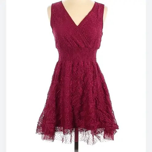 Ultra Pink Cottage Core fall leaf dress in cranberry size Small