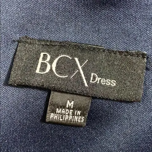 BCX Womens Blouson Dress Sheer Layered Sleeveless Pullover Navy Blue Medium