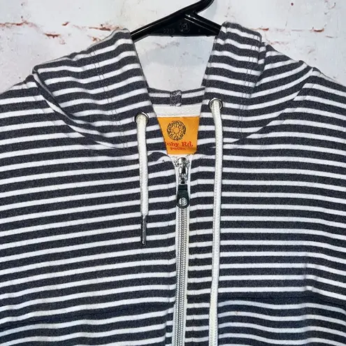 Ruby Rd Ruby Road Jacket Women Petite Small PS Charcoal Grey White Striped Full Zip Hood