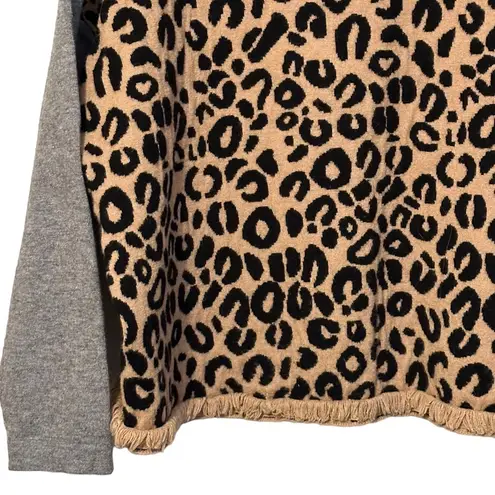 THML Leopard Print Sweatshirt Gray Contrast Sleeves Size Medium