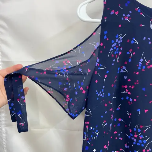 Roz & Ali women's purplish blue sheath lined tie cold shoulder zip knee dress 6