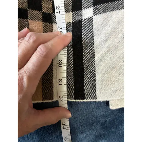 Christian Siriano New York Plaid Hooded Cardigan Wrap Belted Cozy Lounge Women L White Size L