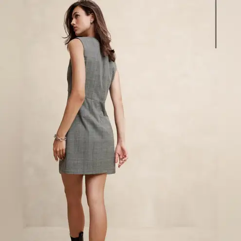 Andrea Jovine Black and White Plaid Tweed Cotton Mini Sleeveless Business Dress